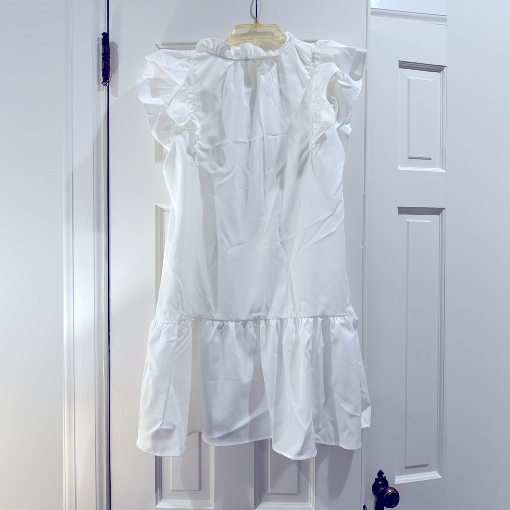 NWOT White ruffle mini dress
